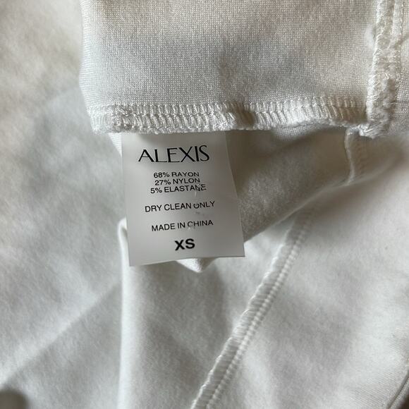 ALEXIS Tracee Long Sleeve High Neck Drape Twist Tie White Mini Dress Size XS - Picture 14 of 14